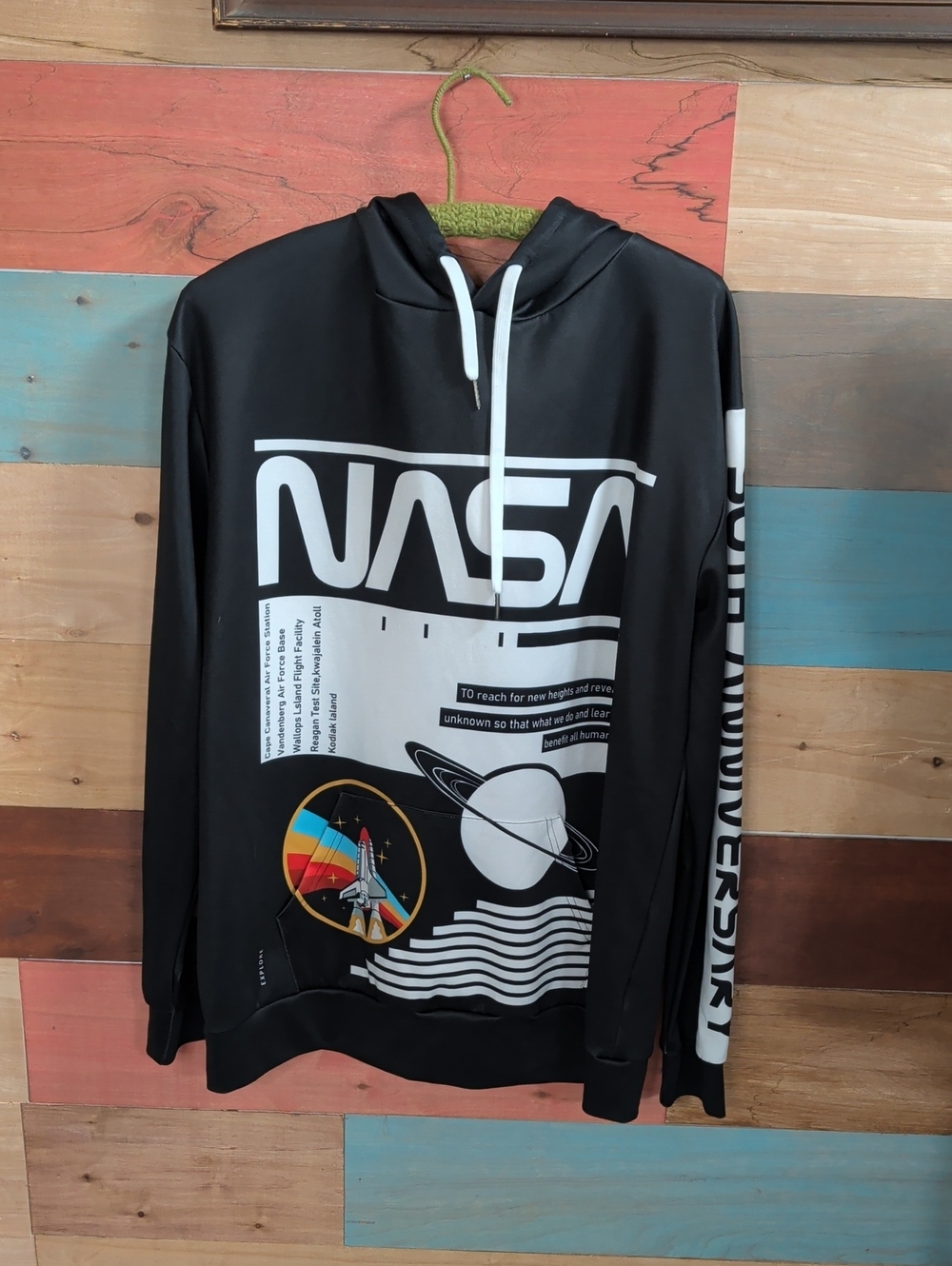 NASA Black Graphic Pullover Hoodie - Men's Space Logo Hoodie